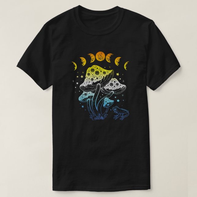Aroace Mystique - Mushroom, Moon, and Frog T Shirt (Design framsida)