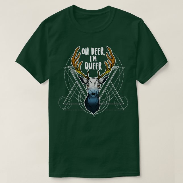 Aroace Oh Hjort Im Queer T Shirt (Design framsida)