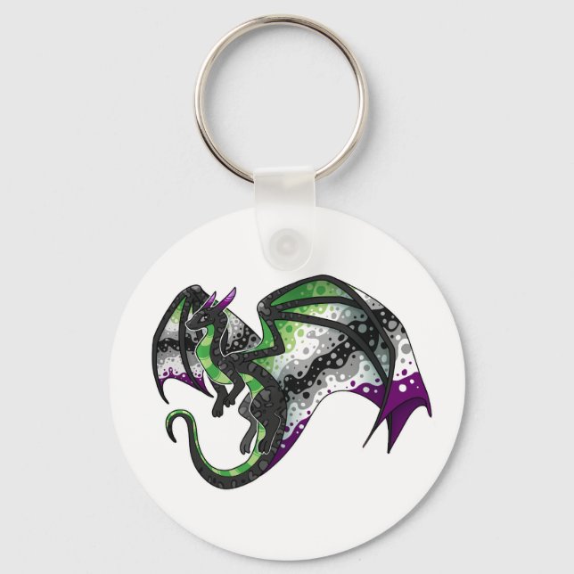 AroAce Pride Dragon Nyckelring (Framsida)