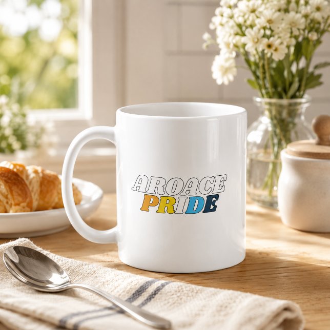 AroAce Pride Flagga Färger Kaffemugg (Skapare uppladdad)