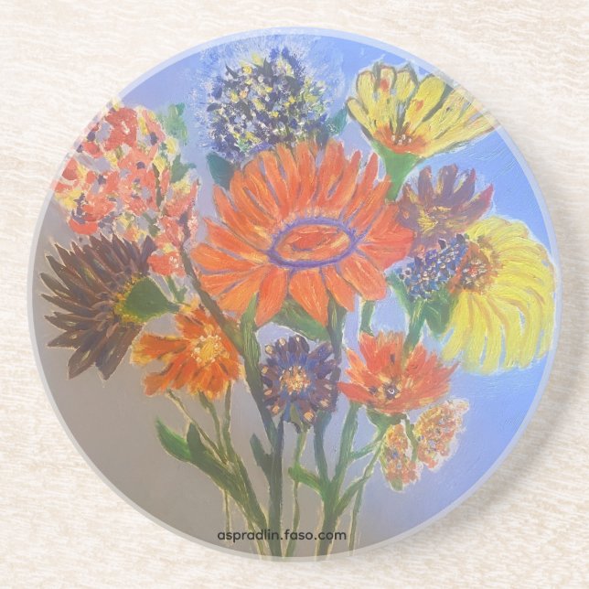 Ärofull blomsterbukett med handmålad design underlägg (Framsidan)