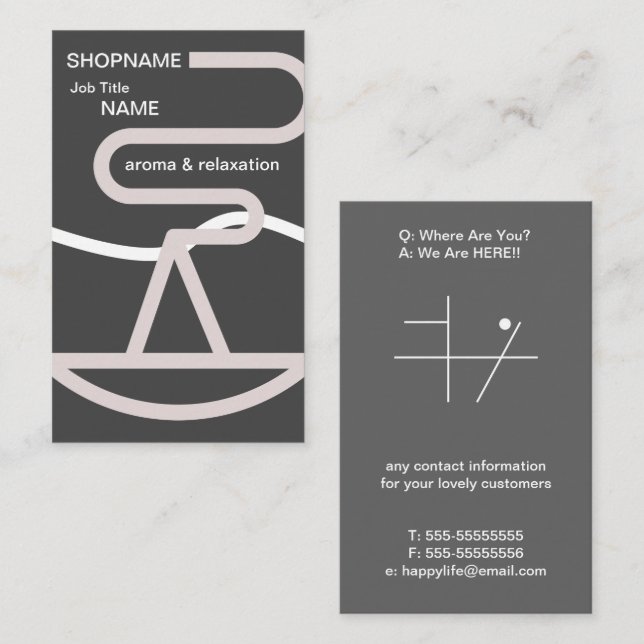 Aroma/massage/Affärskort/behandling/Chiropraktiskt Visitkort (Fram/baksida)