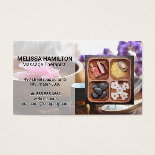 Aromabehandling | Spa Oils Bath Salts Visitkort (Framsidan)