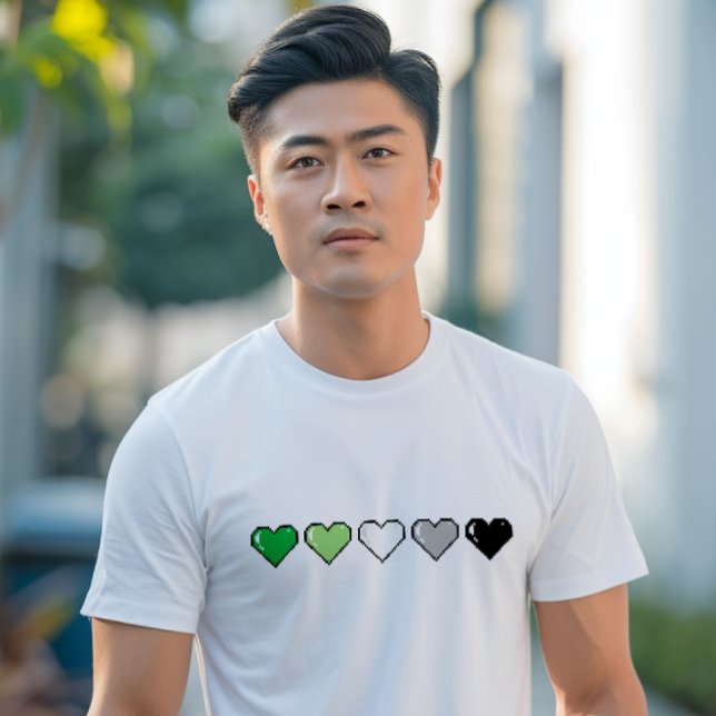 Aromantic Flagga Pixel Heart T Shirt (Skapare uppladdad)