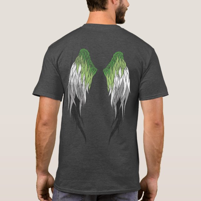 Aromantisk Flagga - Angel Vingar T Shirt (Baksida)