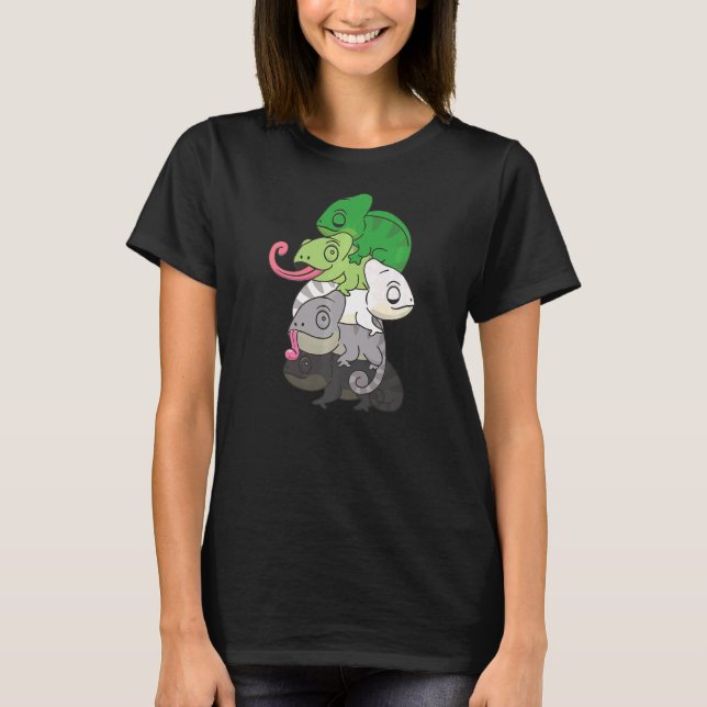 Aromantisk Flagga Pride Lgbtq Chameleon T Shirt (Framsida)