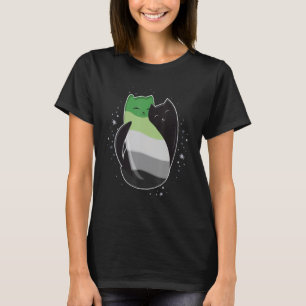 Aromantisk Katt HBTQ Asexuell Aro Pride Flagga Yin T Shirt