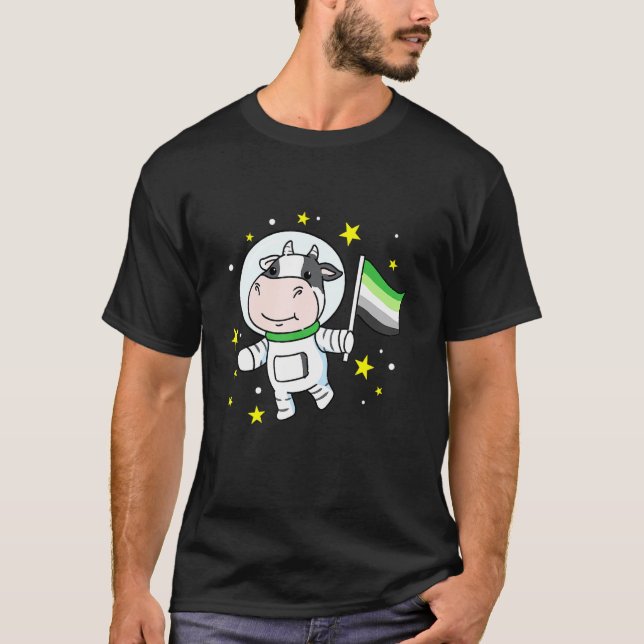 Aromantisk Ko I Rymden Aromantisk Stolthet T Shirt (Framsida)