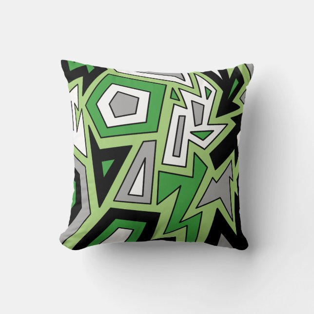 Aromantiskt Aro-Pride Modern geometrisk Grönt Kudde (Framsida)