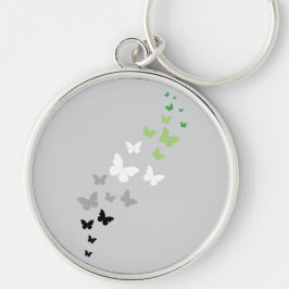 Aromantiskt Pride Butterfly Trail Rund Silverfärgad Nyckelring