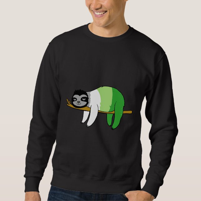 Aromantiskt Pride Sloth Nap Sloth Lazy Lång Ärmad Tröja (Framsida)