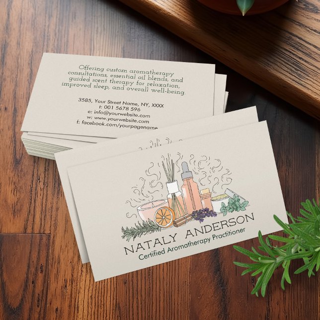 Aromaterapi Practitioner Line Art Illustration Visitkort (Skapare uppladdad)