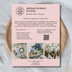 Aromaterapi Spa Logotyp QR Rosa Promotive Business Reklamblad