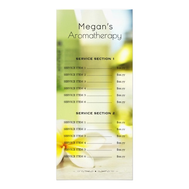 Aromaterapi Spa Skin Care Massage Salon Menu Reklamkort (Framsidan)