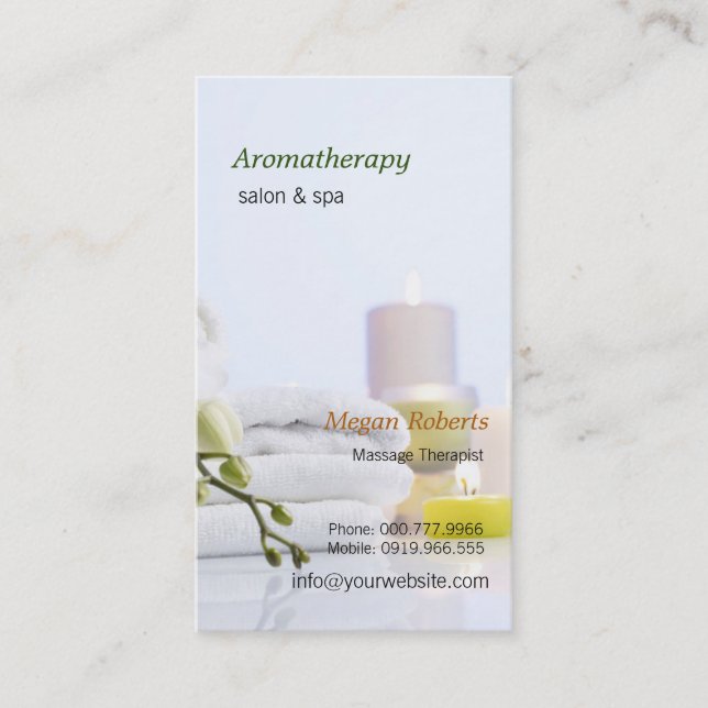 Aromaterapi Spa Skin Care Massage Salon Tidsbeställning Kort (Framsida)