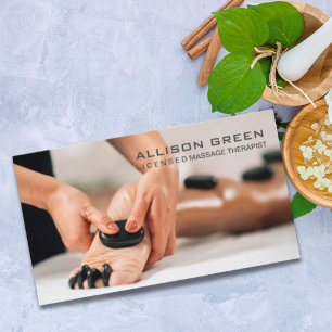 Aromaterapibehandling Hett Stone Massage Salon Visitkort
