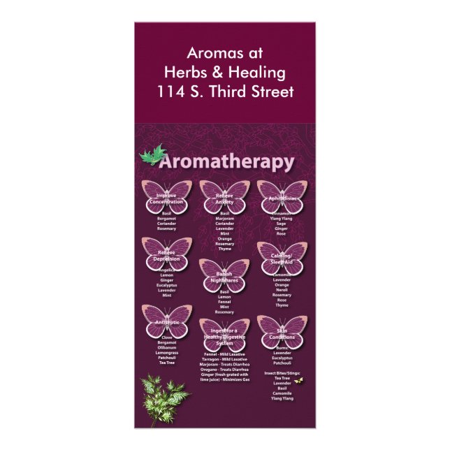 Aromaterapischema i Burgundy Reklamkort (Framsidan)