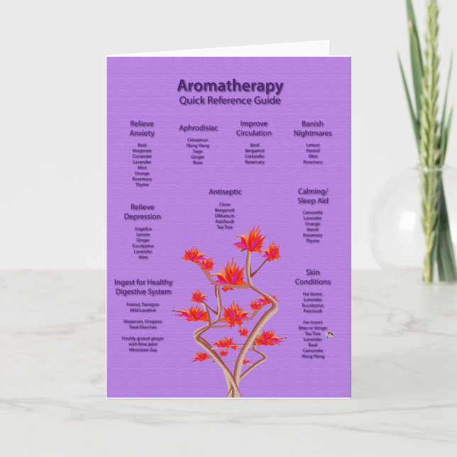 Aromatherapyen kartlägger lavendelhälsningkortet kort (Framsida)