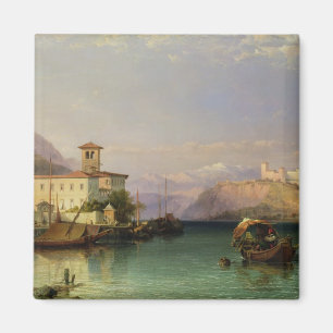 Arona och slottet av Angera, sjö Maggiore, 185 Magnet