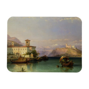 Arona och slottet av Angera, sjö Maggiore, 185 Magnet
