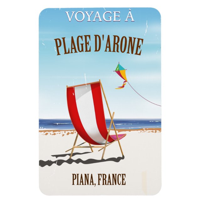 Arones strand, Frankrike vintageaffisch Magnet (Vertikal)