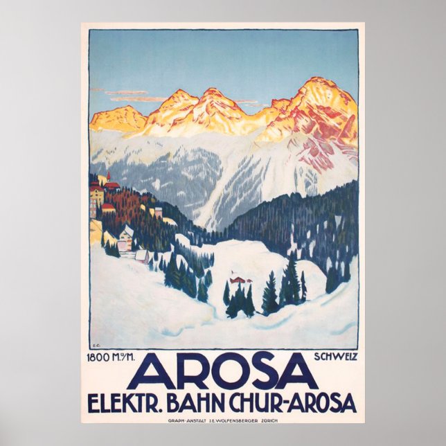 Arosa-bergen Schweiz Travel Vintage affisch (Framsidan)