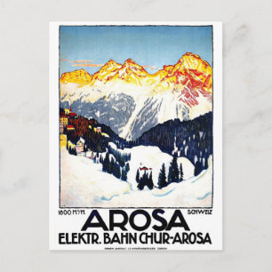 Arosa, bergsresort, Schweiz, vintage Vykort