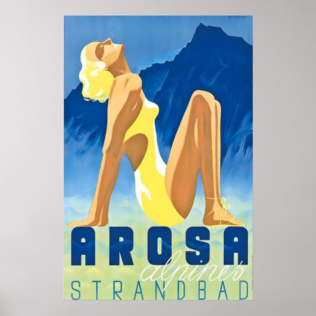 Arosa Graubünden Switzerland Vintage Travel Poster (Framsidan)