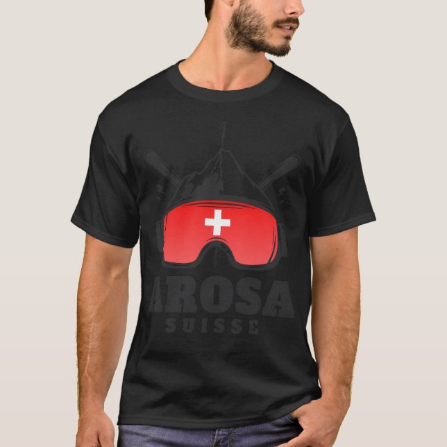 Arosa Schweiz Ski Resort Skiing Souvenir T Shirt (Framsida)