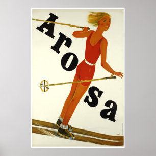 Arosa, Schweiz, Ski Travel Poster