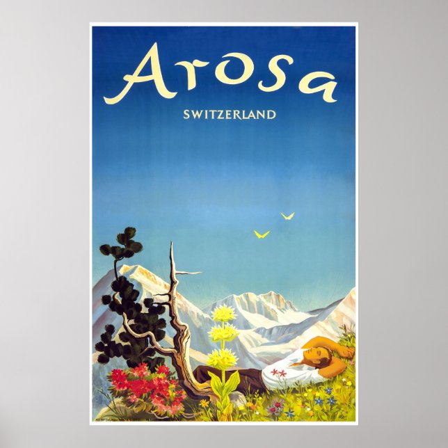Arosa, Schweiz, Ski Travel Poster (Framsidan)