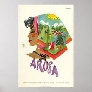 Arosa Schweiz, skidar reser affischen Poster