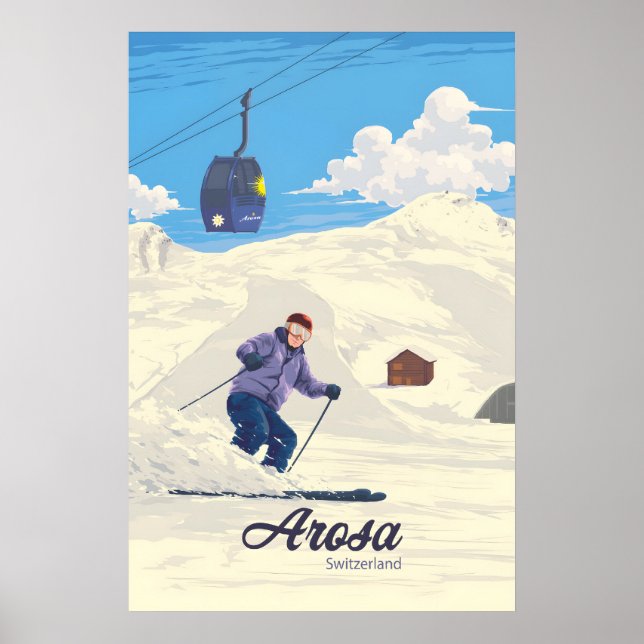 Arosa Schweiz Skidort Reseskylt Poster (Framsidan)