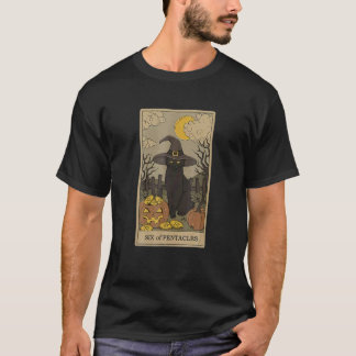 Arot Kort Halvmåne Och Svart Katt Häxa Hatt Ca T Shirt