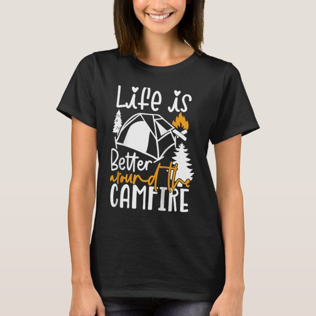 Around The Campfire Camping Nature Outdoor Raglan  T Shirt (Framsida)