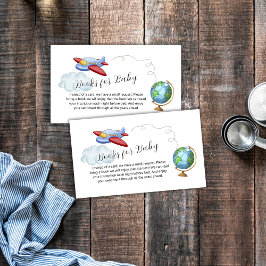 Around The World Map Airplane Books Baby Shower Tilläggskort