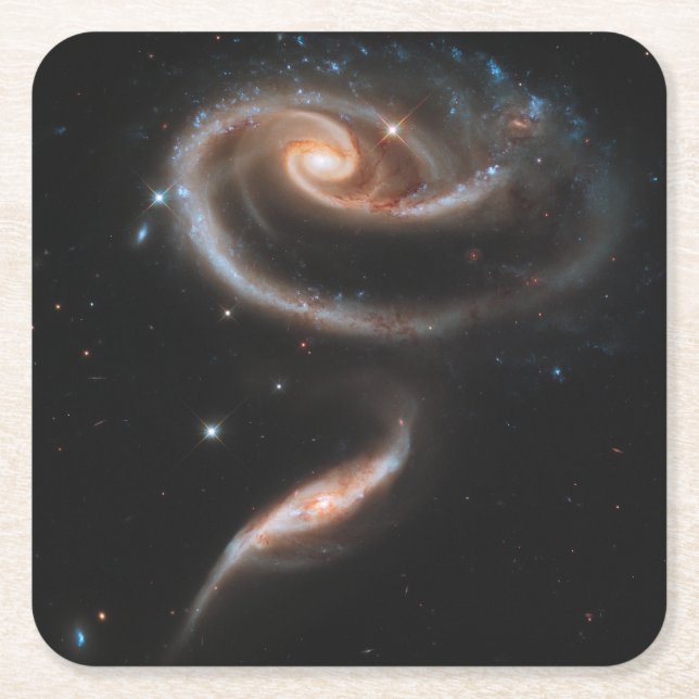Arp 273 interagerande galaxer i Andromeda. Underlägg Papper Kvadrat (Framsidan)