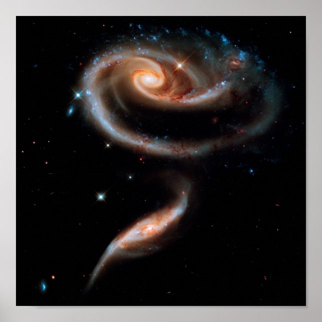 Arp 273 Rosgalaxer Hubble rymdbild Poster (Framsidan)