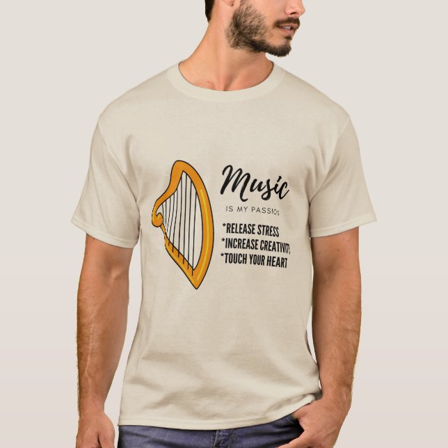arpa, musik, älskare t shirt (Framsida)