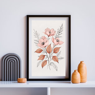 Arrangemang av rosenskära vilda blommor poster