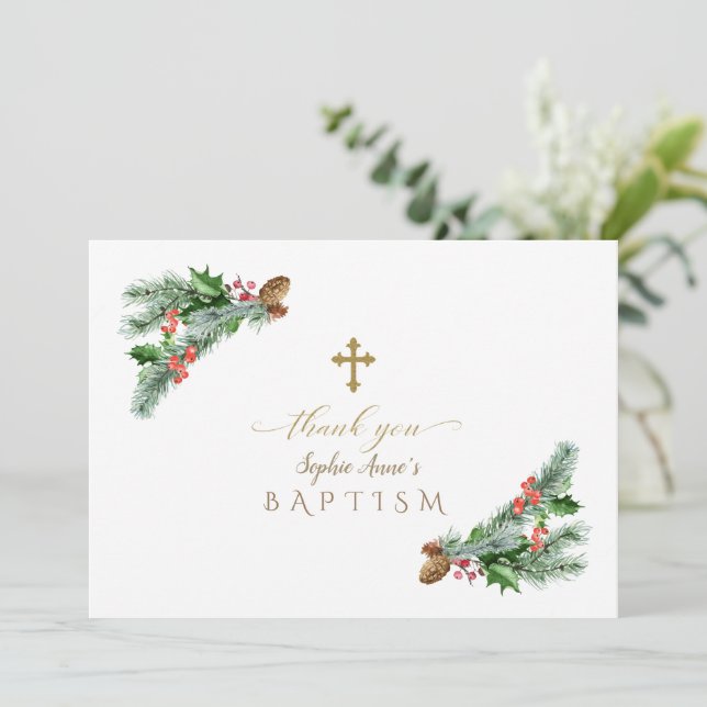 Arrangemang Baptism för Charm Winter-Helgdagar Tack Kort (Stående Fram)