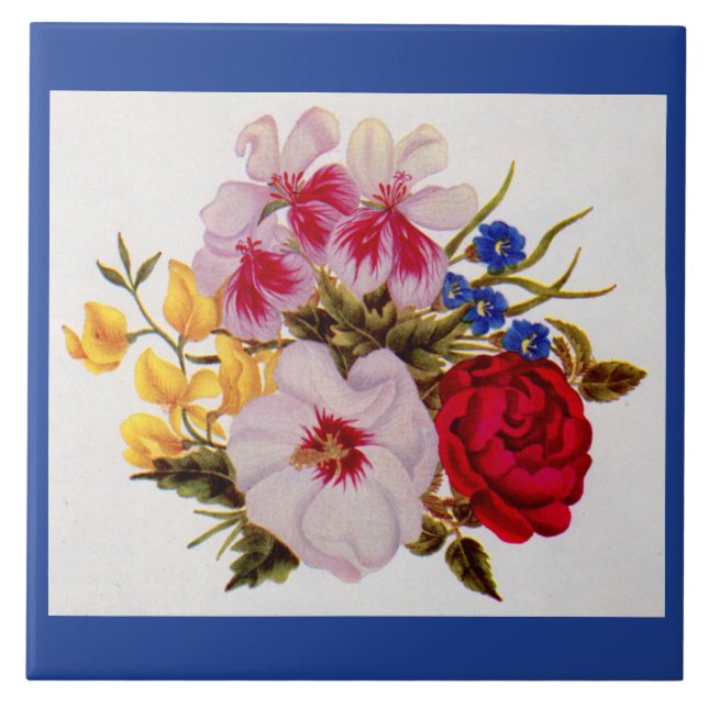 arrangemang blombukettblomma från 1800-talet kakelplatta (Framsidan)