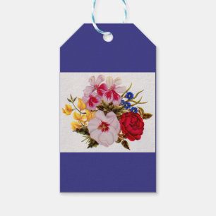 arrangemang blombukettblomma från 1800-talet presentetikett
