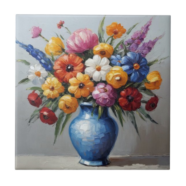 Arrangemang färgad blommigt kakelplatta (Framsidan)