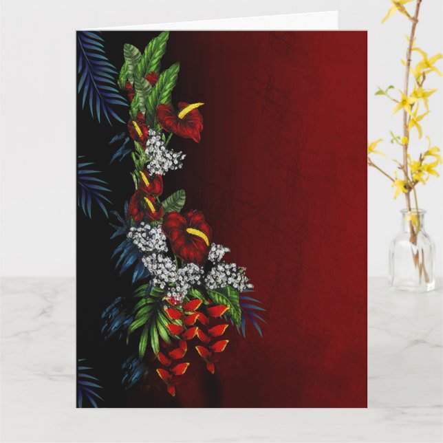 Arrangemang hawaiisk tropisk blomma kort (Gul blomma)