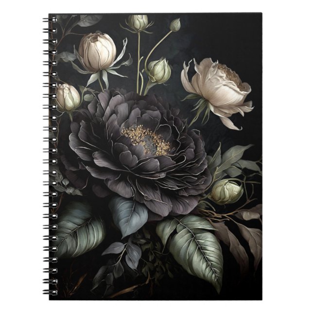 Arrangemang svart blomma från Gothic Ro Anteckningsbok (Framsidan)