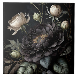 Arrangemang svart blomma från Gothic Ro Kakelplatta