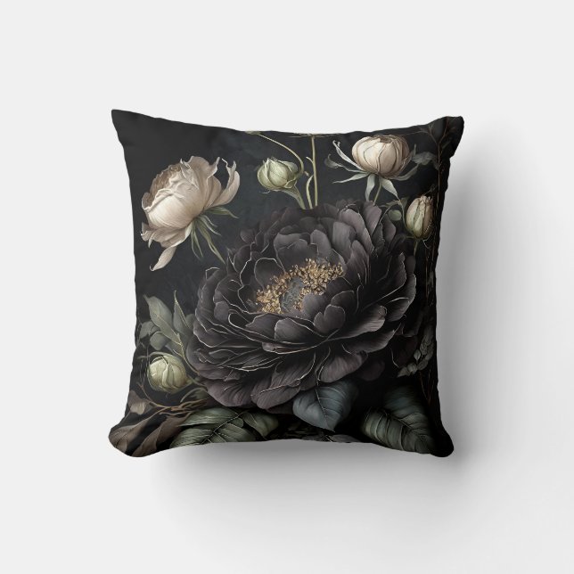 Arrangemang svart blomma från Gothic Ro Kudde (Framsida)