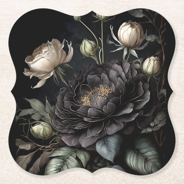 Arrangemang svart blomma från Gothic Ro Underlägg Papper (Framsida)