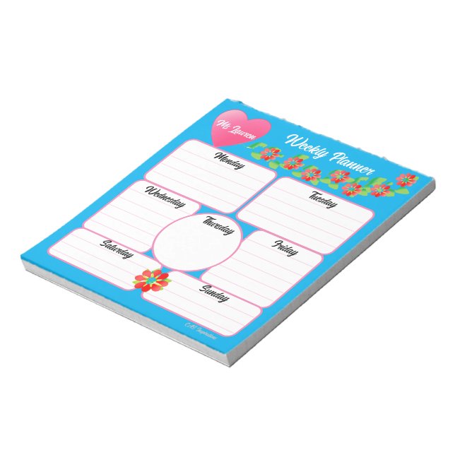 Arrangemanga Anteckningsblocket Blå veckotidsplane Anteckningsblock (Roterad)
